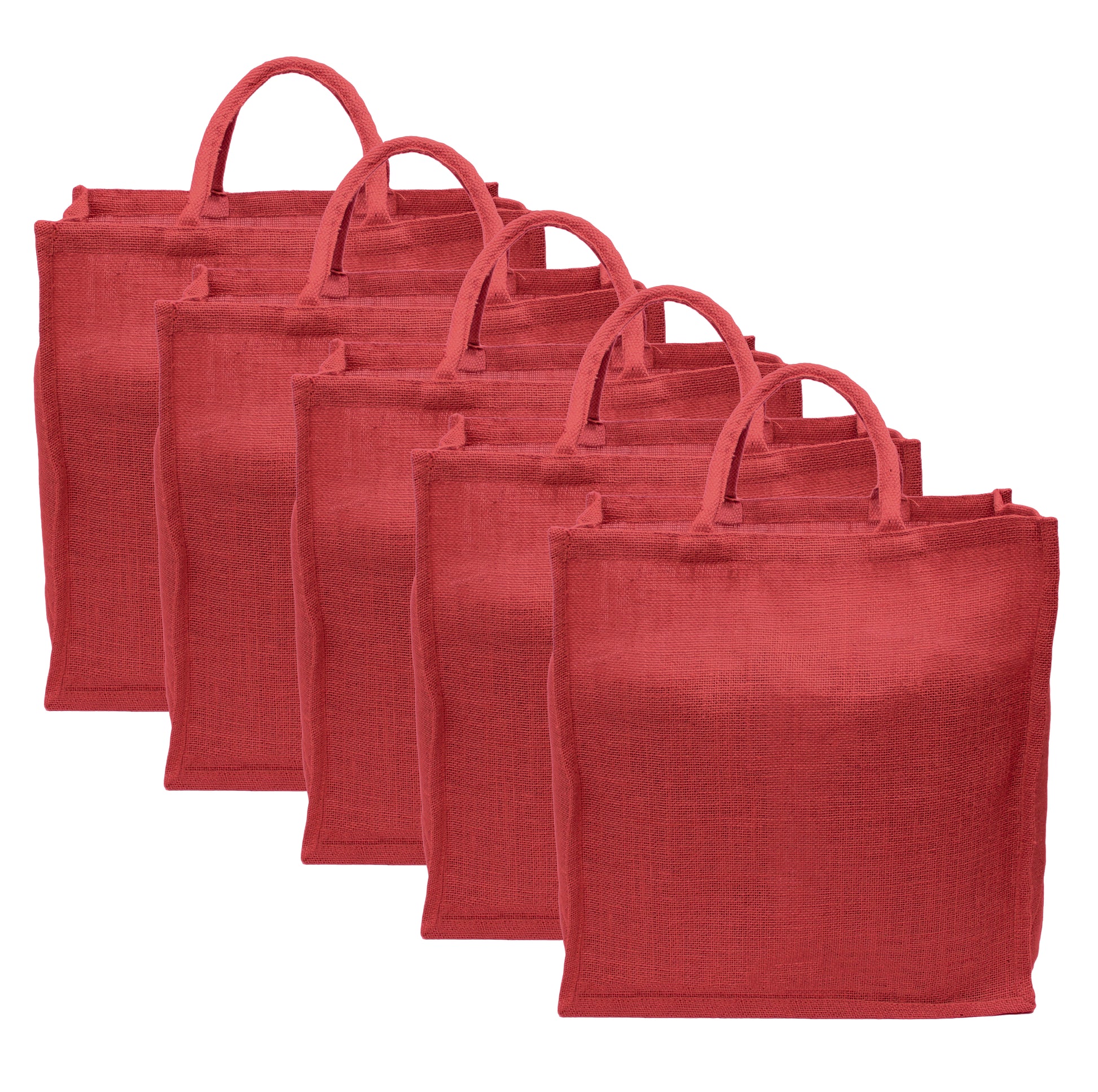 Red Burlap Shopping Bags - 16" x 17" x 8"
