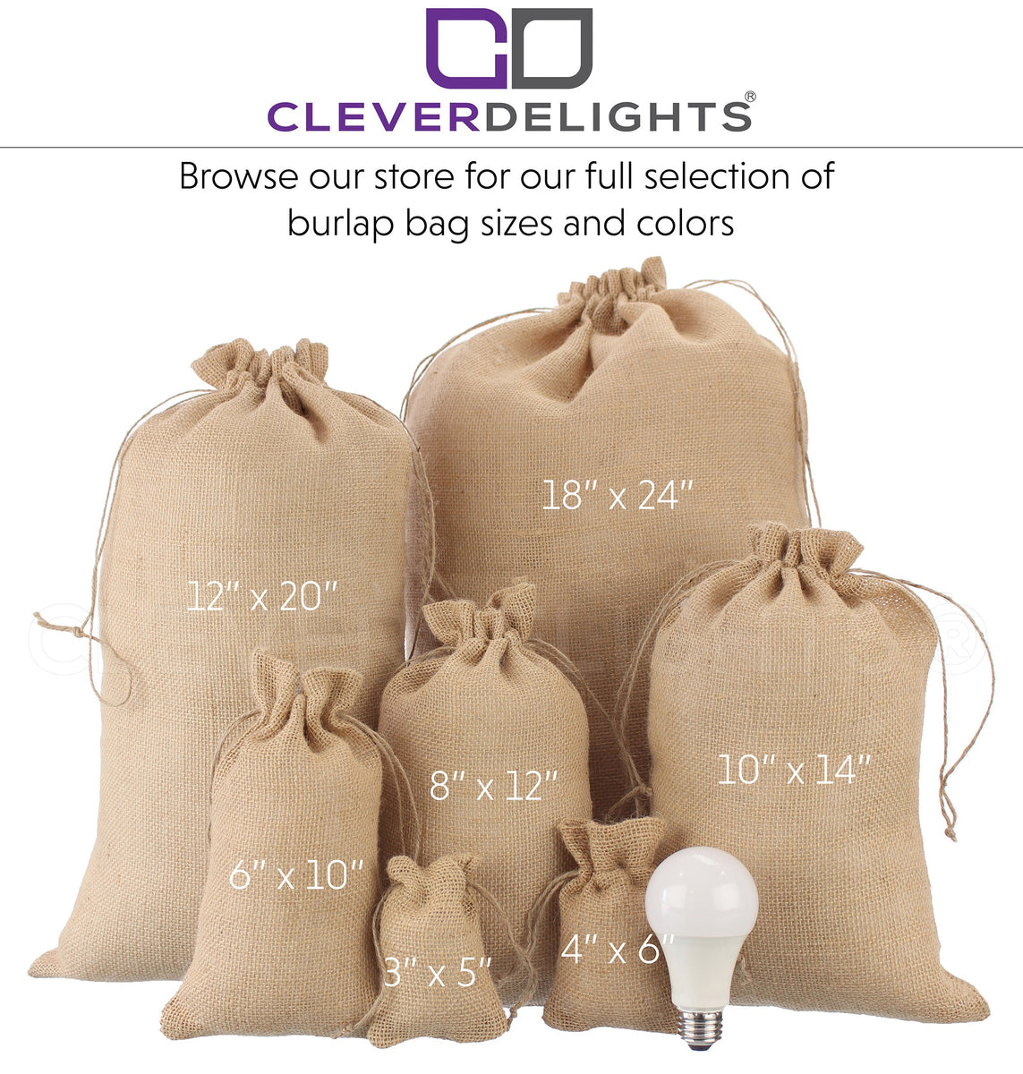 CleverDelights Natural Jute Burlap Bags - 6 CleverDelights Natural Jute Burlap Bags - 6
