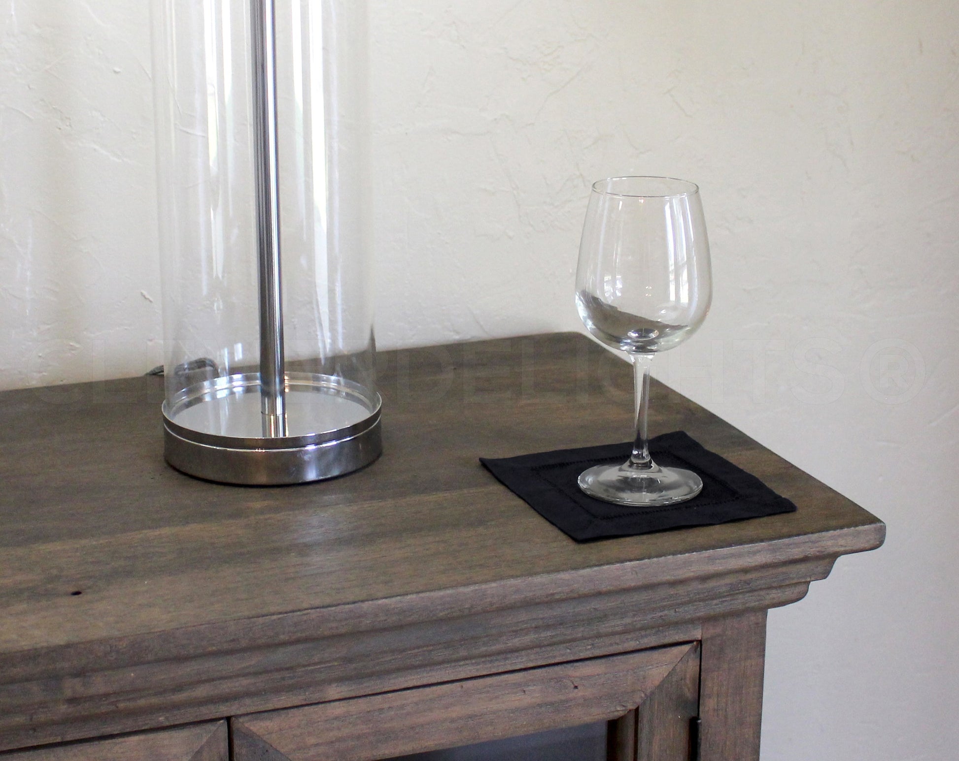 6" Hemstitch Cocktail Napkins - 100% Cotton - Black