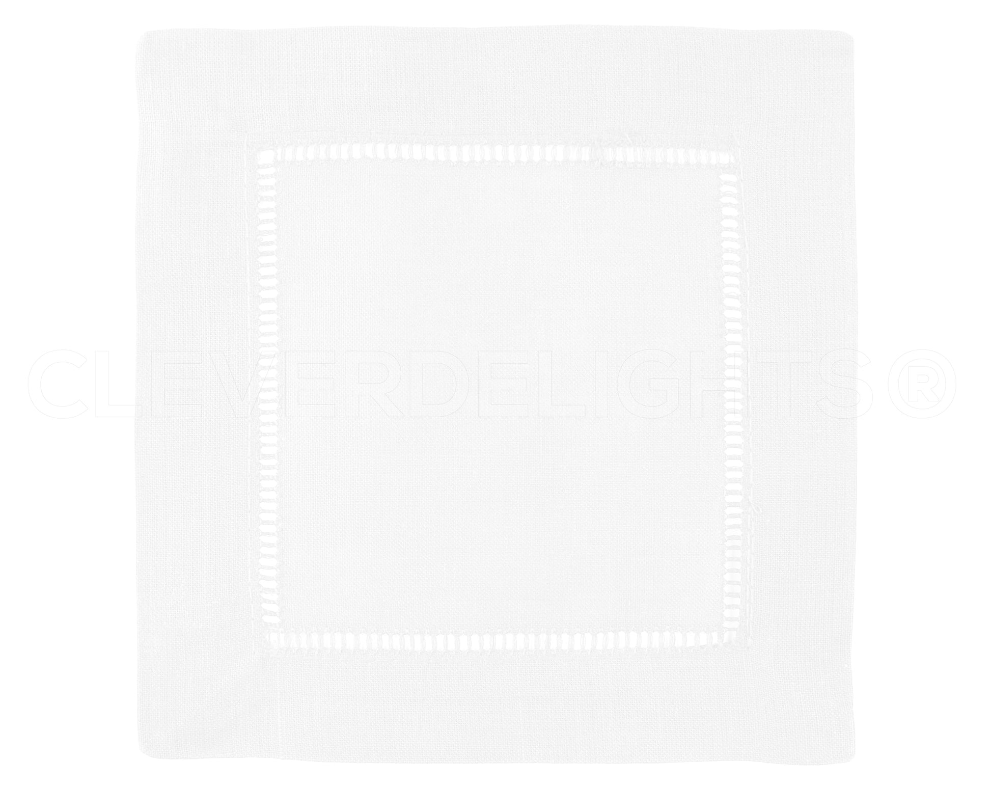 6" Hemstitch Cocktail Napkins - 100% Cotton - White