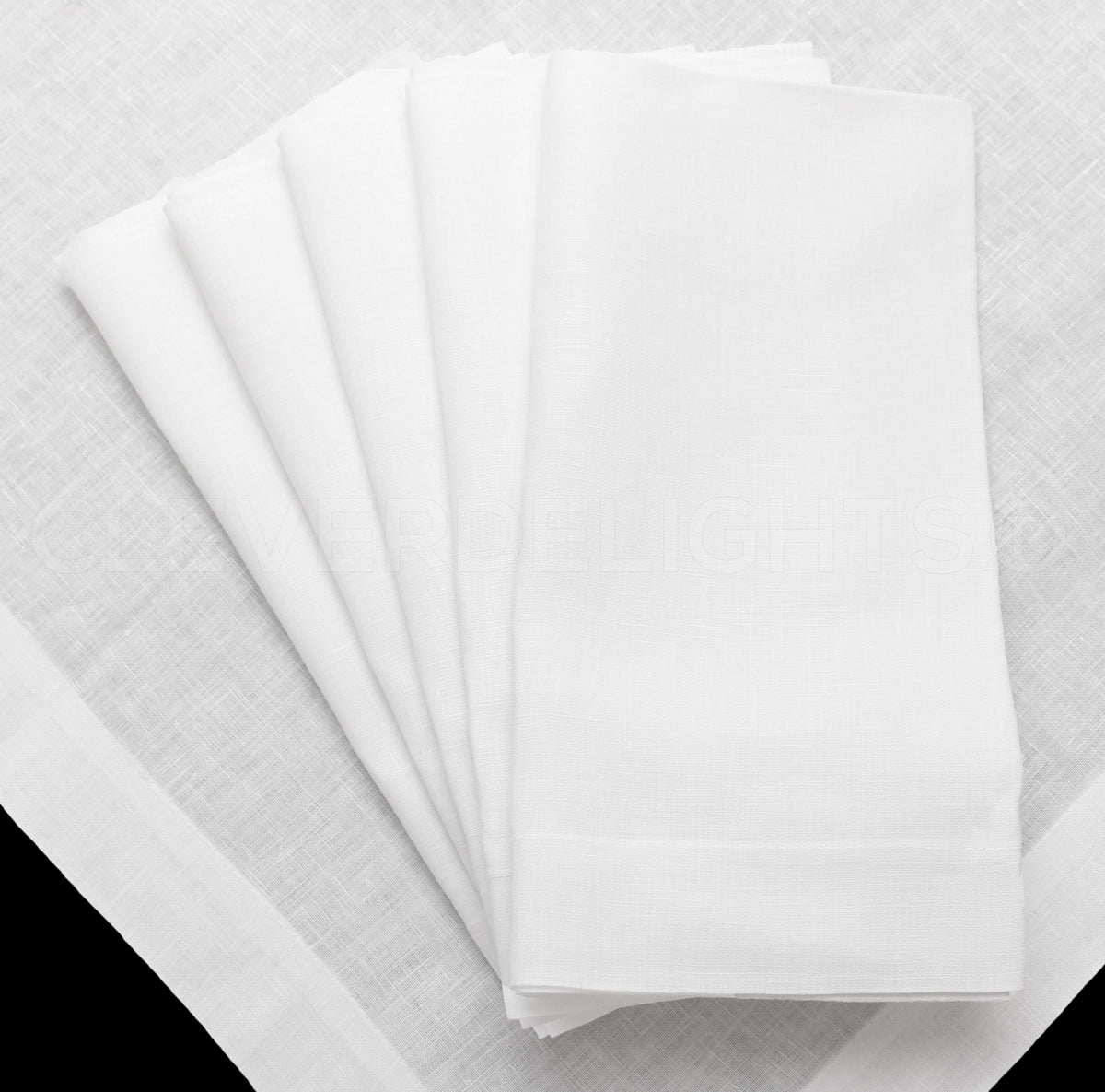CleverDelights 20 Dinner Napkins - Linen/Cotton - White