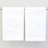 Hemstitch Fingertip Towels - Linen/Cotton Blend - White