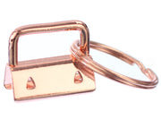 1" Key Fob Hardware Sets With Key Rings - Rose Gold Color
