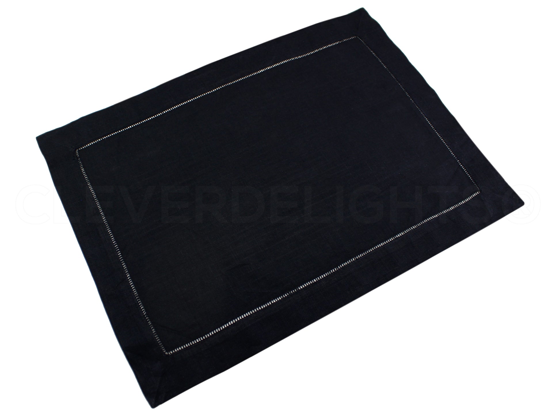 Hemstitch Placemats - Linen/Cotton Blend - Black