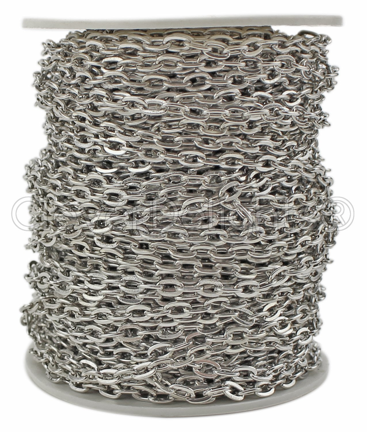 Cable Chain - 4x6mm Link - Platinum Silver Color