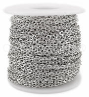 Cable Chain - 3x4mm Link - Platinum Silver Color