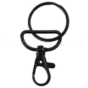1" Wide Swivel Lobster Clasps With Key Rings - Dark Black Color