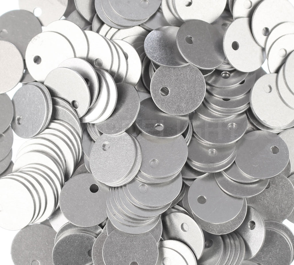 1/2" Raw Aluminum Stamping Blanks - 2mm Hole - 22 Gauge (.025")