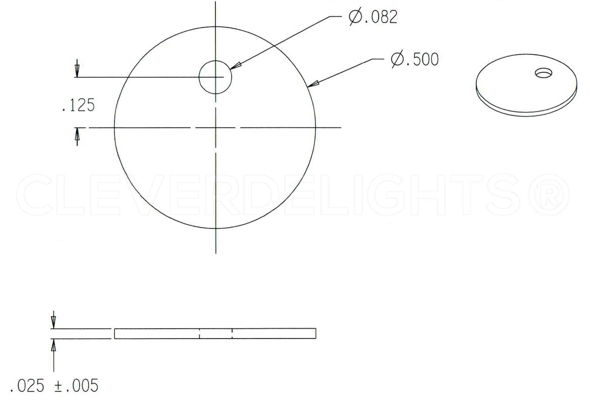1/2" Raw Aluminum Stamping Blanks - 2mm Hole - 22 Gauge (.025")