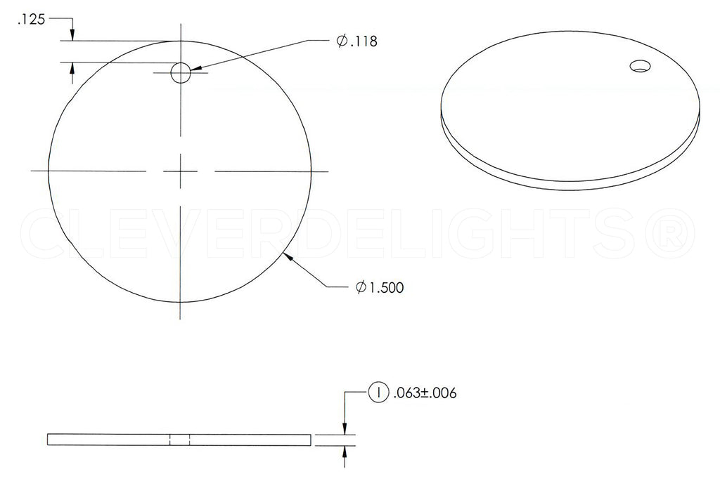 1 1/2" Raw Aluminum Stamping Blanks - 3mm Hole - 14 Gauge (.063")