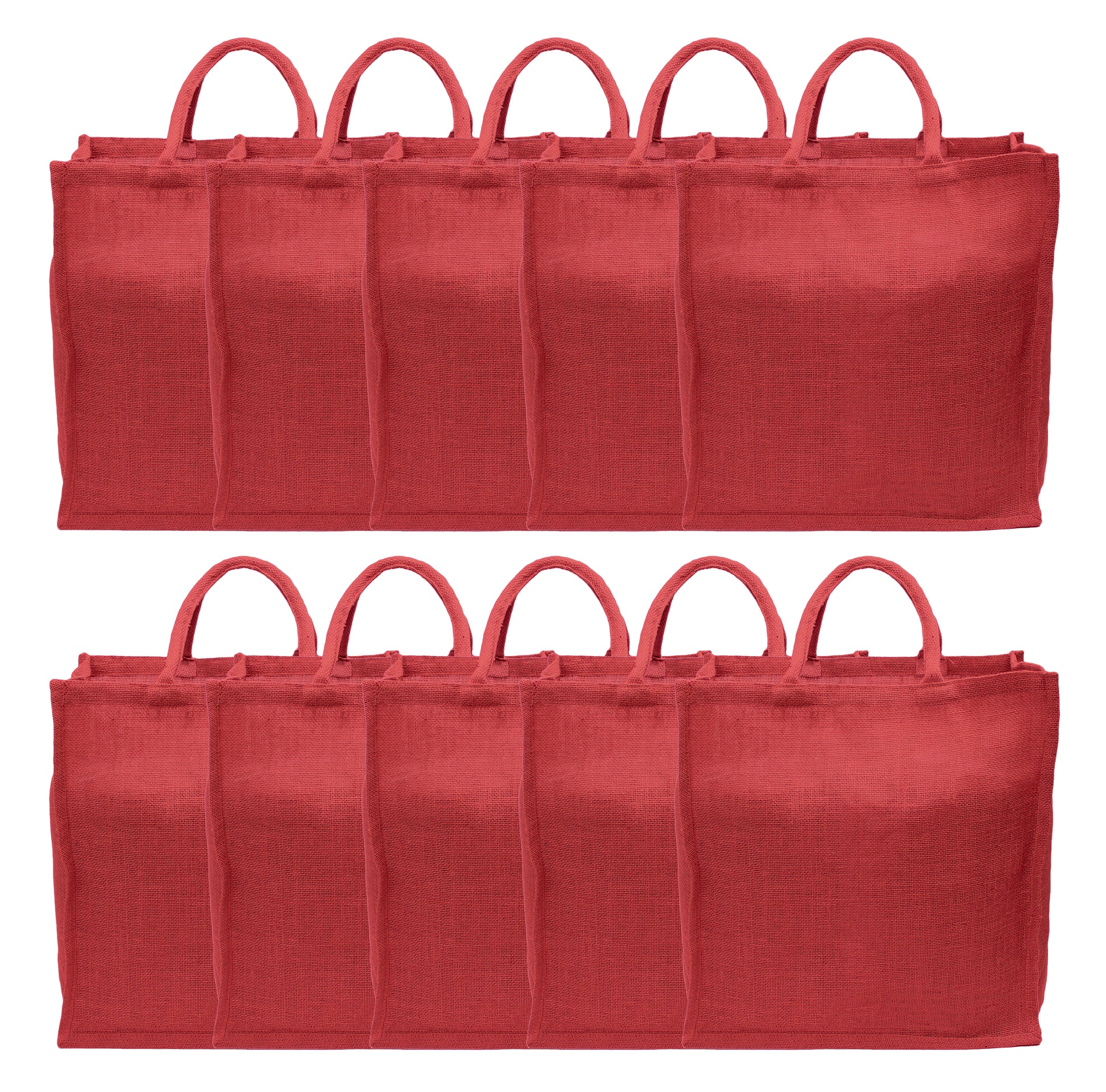Red Burlap Shopping Bags - 16" x 17" x 8"