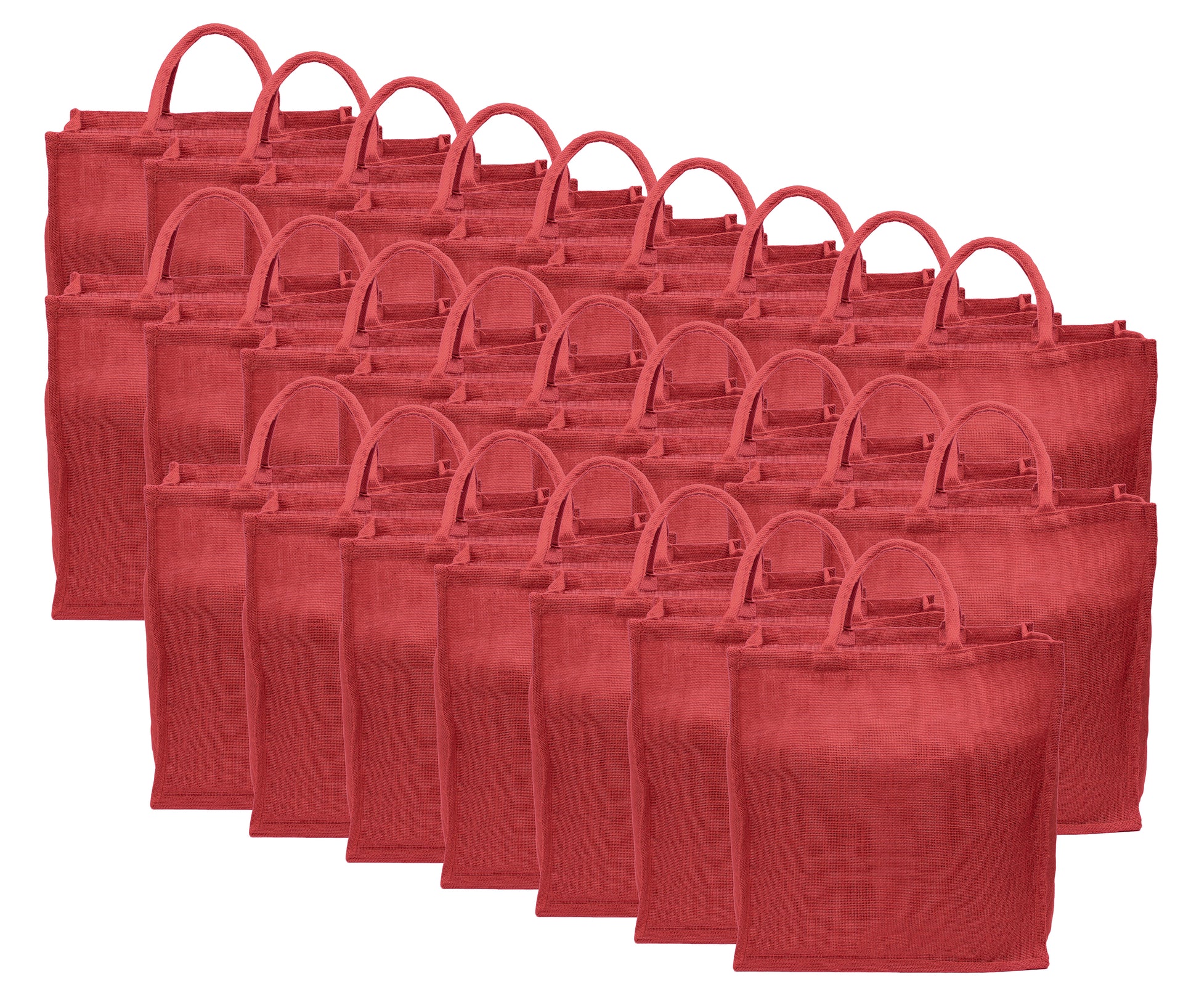 Red Burlap Shopping Bags - 16" x 17" x 8"
