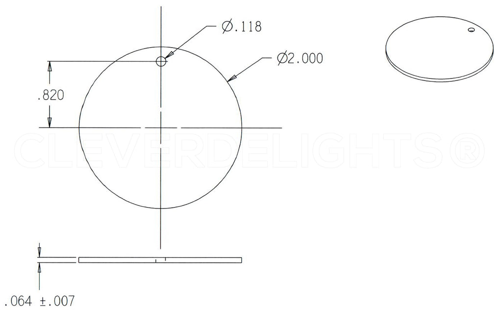 2" Raw Aluminum Stamping Blanks - 3mm Hole - 14 Gauge (.063")