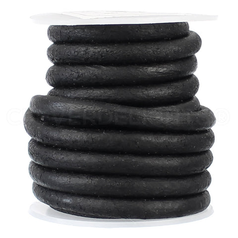6mm (1/4") Leather Round Cord - Black