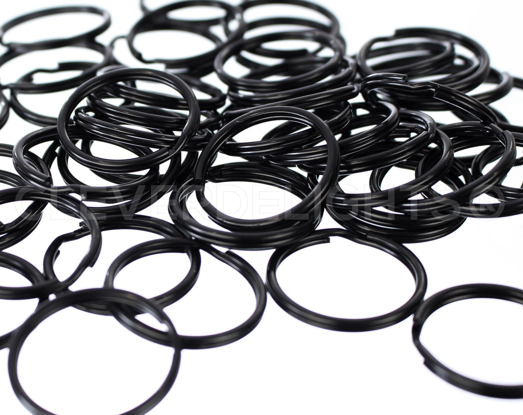 1.5" Key Fob Hardware Sets With Key Rings - Dark Black Color