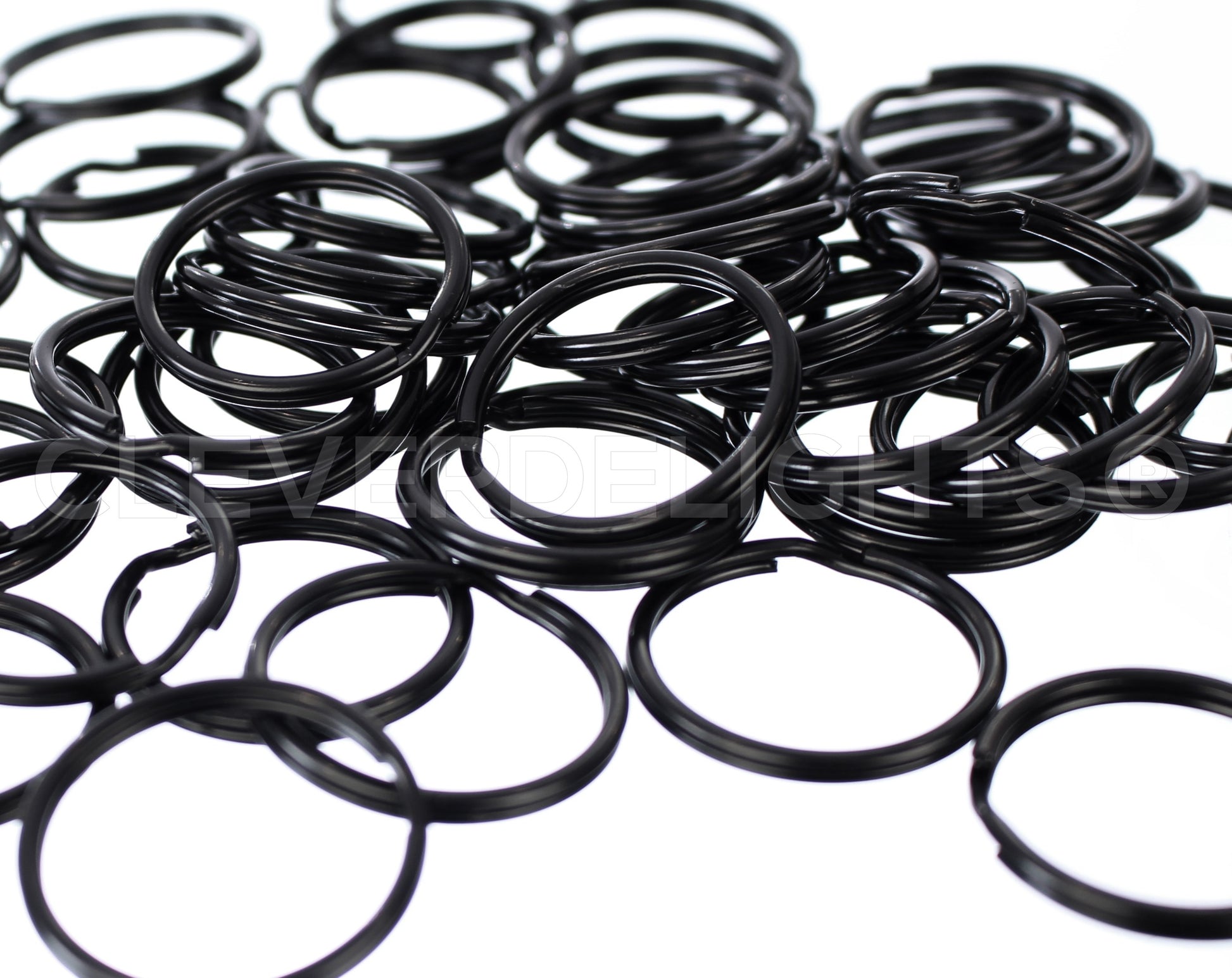 1" Key Fob Hardware Sets With Key Rings - Dark Black Color