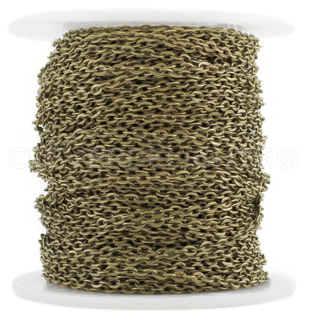 Cable Chain - 2x3mm Link - Antique Bronze Color