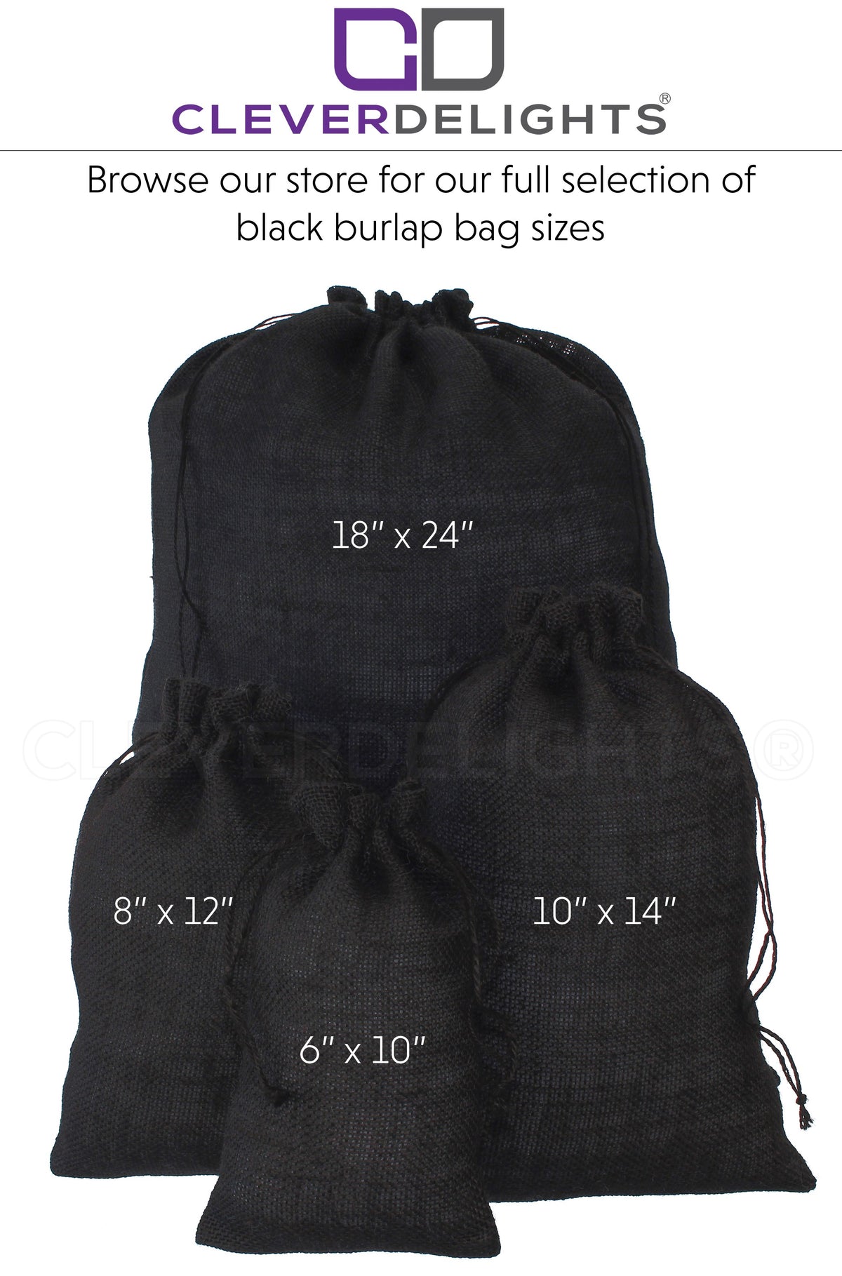Black Burlap Bags - 8" x 12"