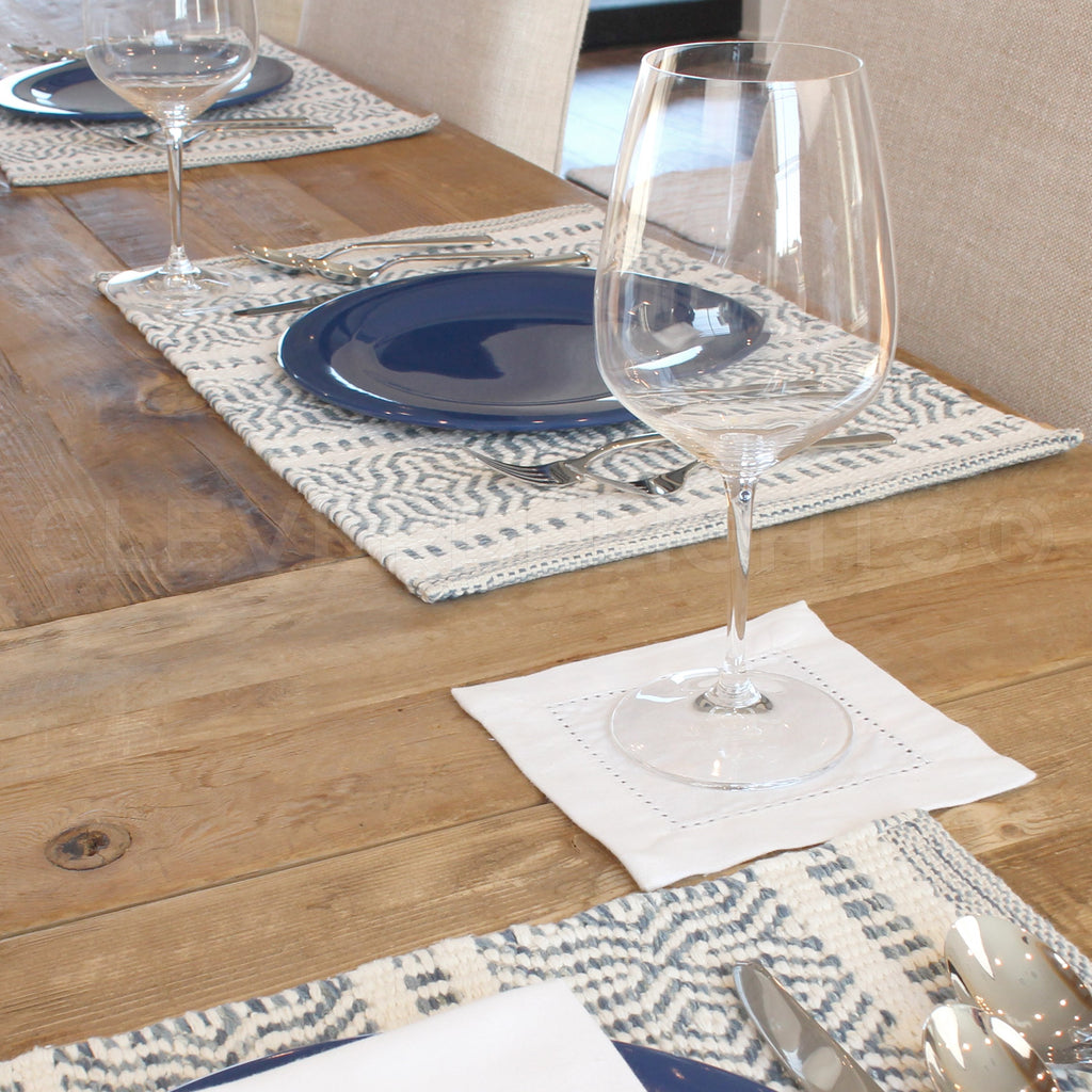 6" Heavyweight Hemstitch Cocktail Napkins - 100% Cotton - White