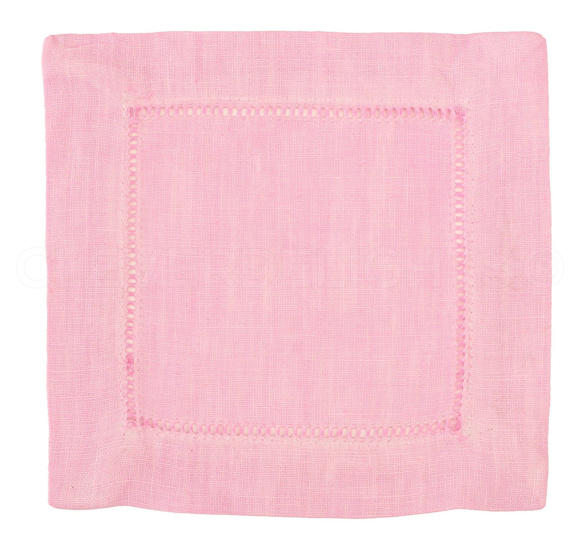 6" Hemstitch Cocktail Napkins - 100% Linen - Light Pink