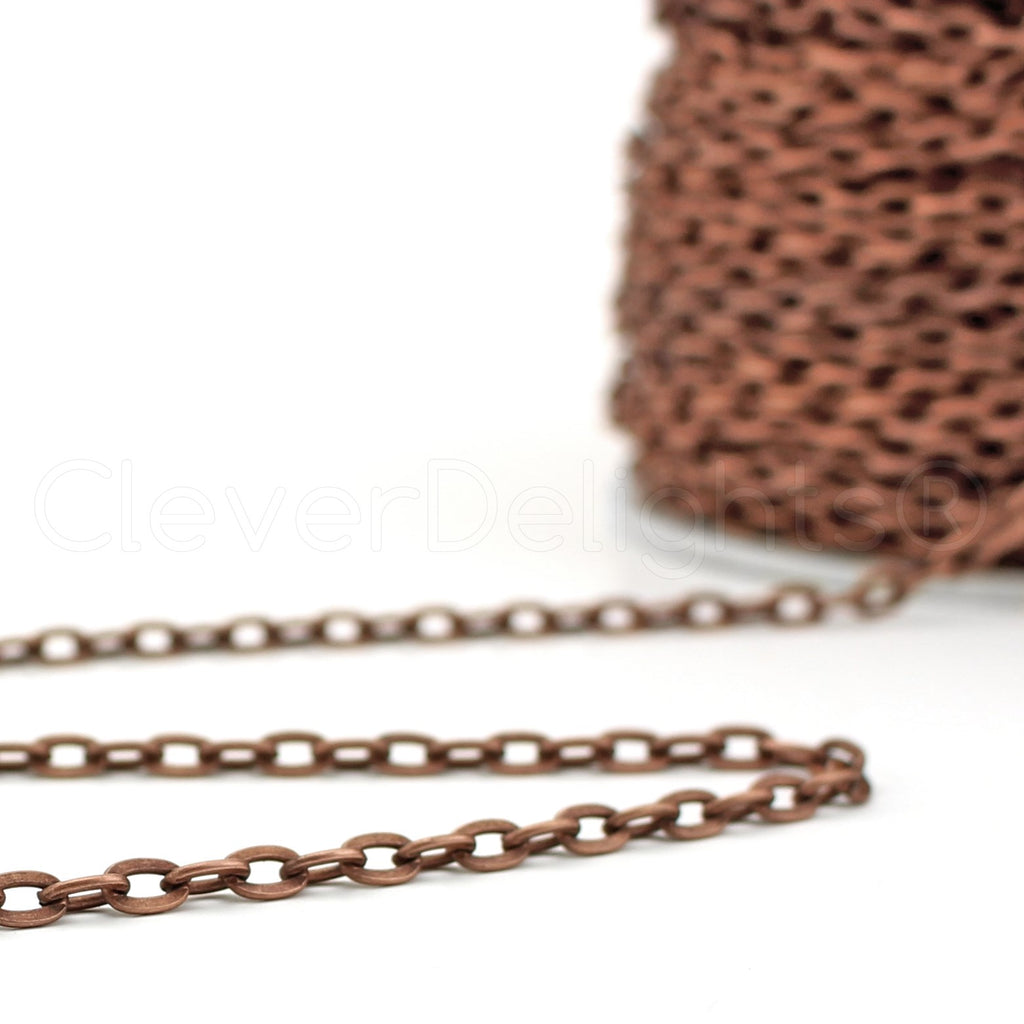 Cable Chain - 4x6mm Link - Antique Copper Color