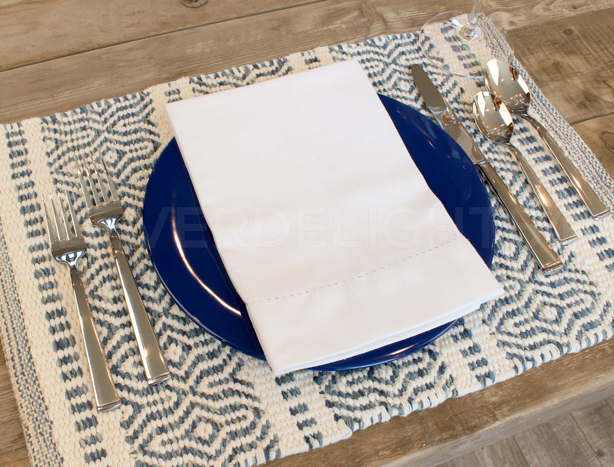 20" Heavyweight Hemstitch Dinner Napkins - 100% Cotton - White