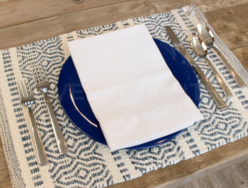 20" Heavyweight Hemstitch Dinner Napkins - 100% Cotton - White