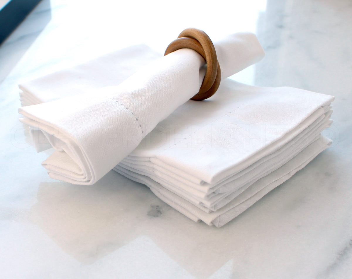 20" Heavyweight Hemstitch Dinner Napkins - 100% Cotton - White