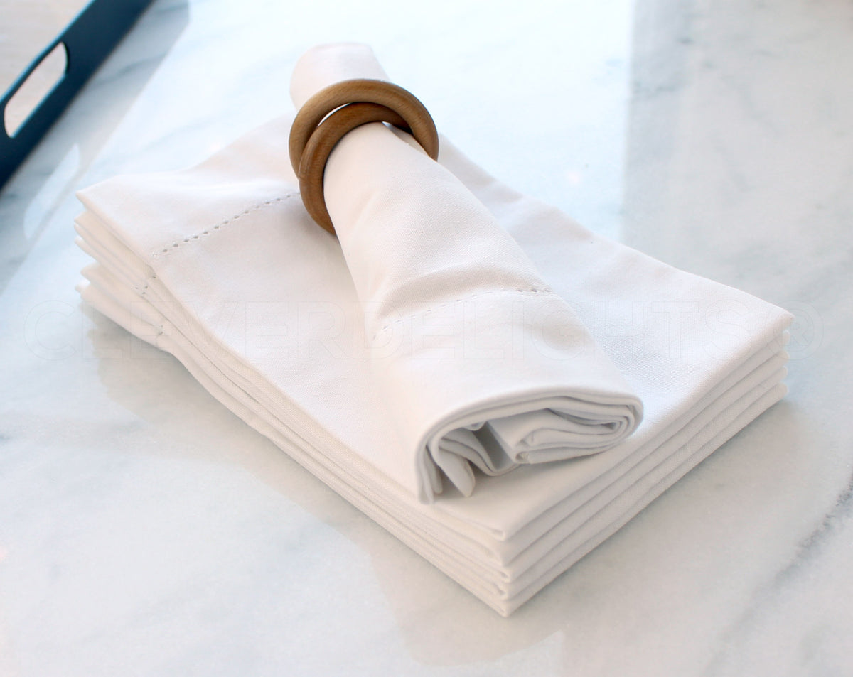 20" Heavyweight Hemstitch Dinner Napkins - 100% Cotton - White