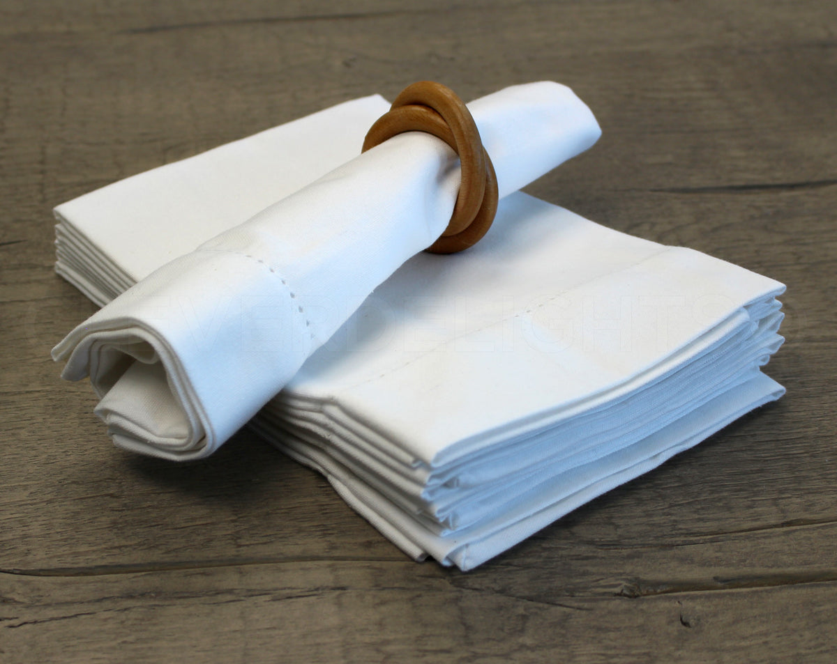 20" Heavyweight Hemstitch Dinner Napkins - 100% Cotton - White
