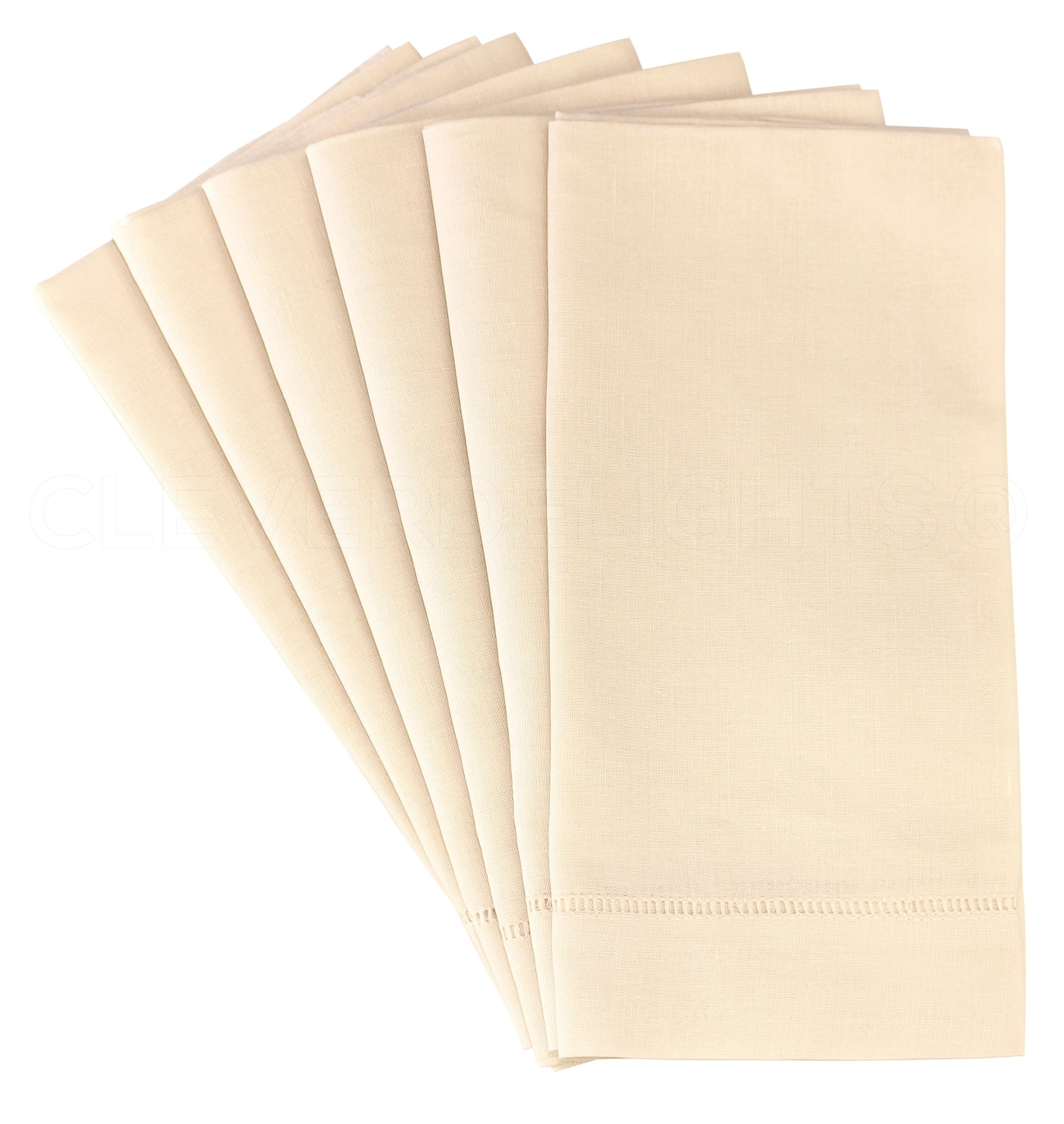 20" Hemstitch Dinner Napkins - Linen/Cotton Blend - Beige