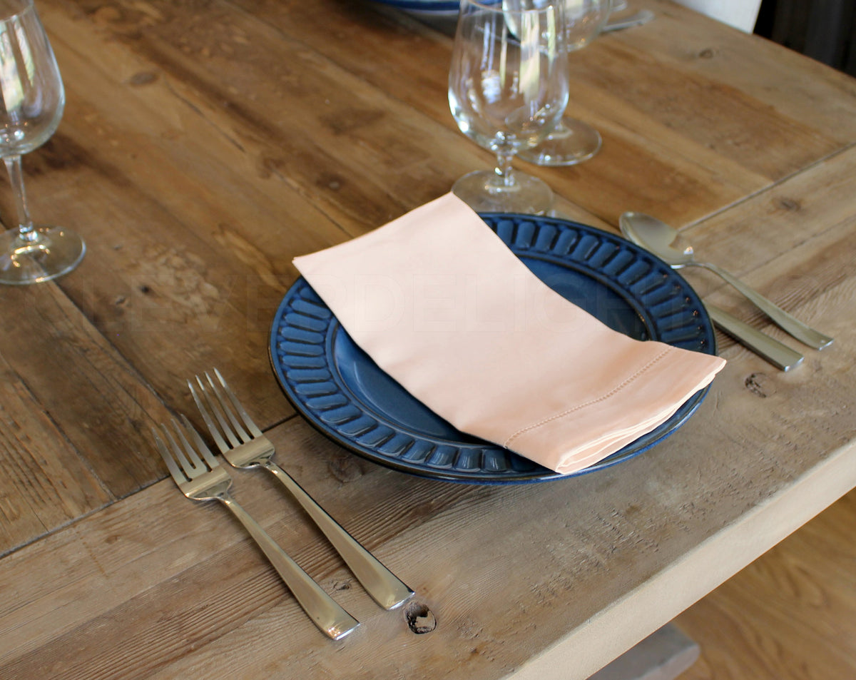 20" Hemstitch Dinner Napkins - Linen/Cotton Blend - Beige