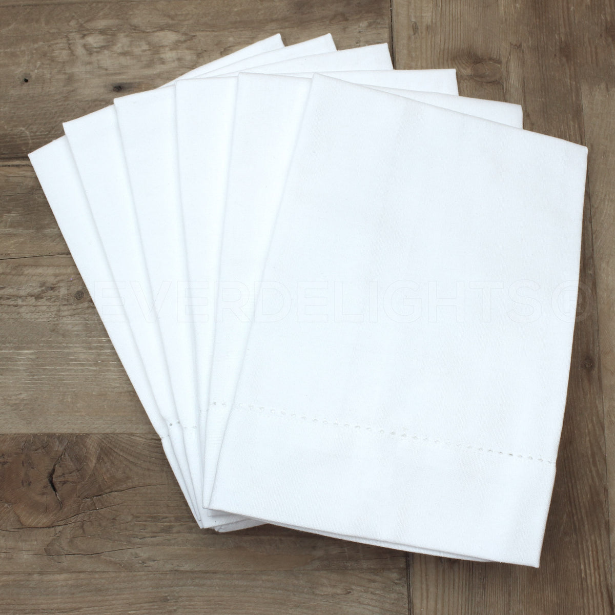20" Heavyweight Hemstitch Dinner Napkins - 100% Cotton - White