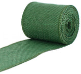 4" Green Burlap Ribbon - Wired Edges - 10 Yards