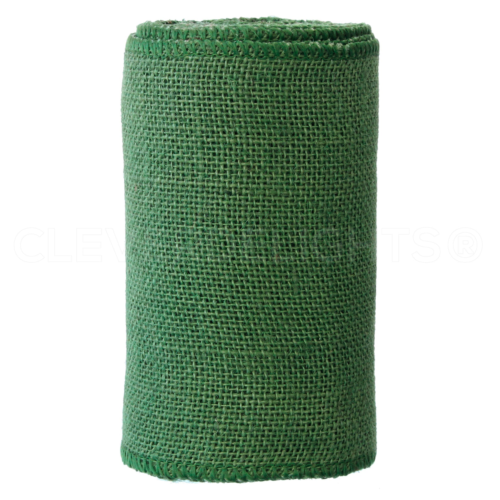 6" Green Burlap Ribbon - Wired Edges - 10 Yards