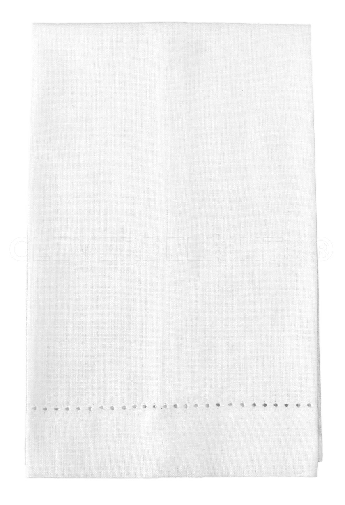Heavyweight Hemstitch Fingertip Towels - 70% Cotton / 30% Linen - White