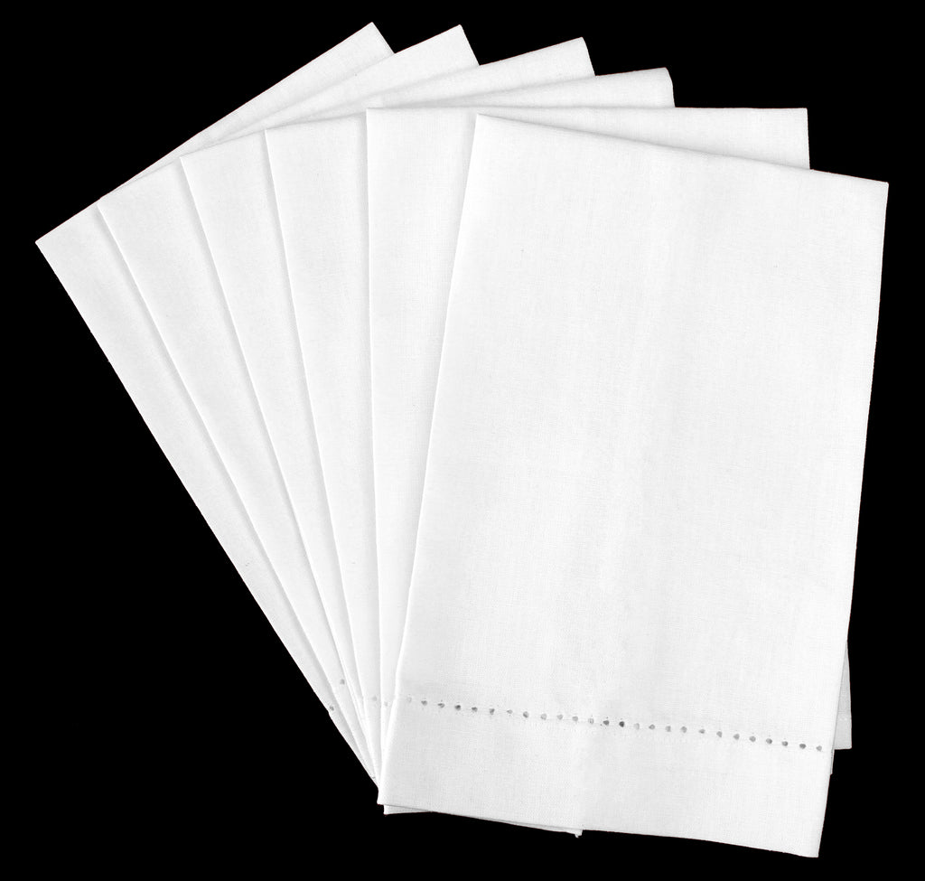 Heavyweight Hemstitch Fingertip Towels - 100% Cotton - White
