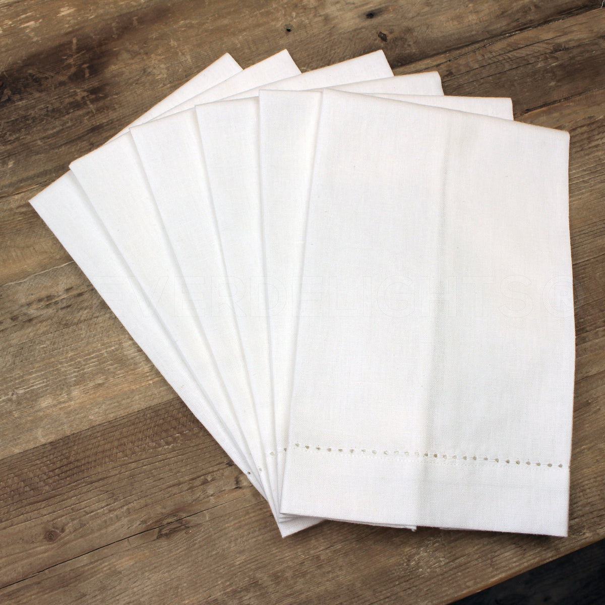 Heavyweight Hemstitch Fingertip Towels - 100% Cotton - White