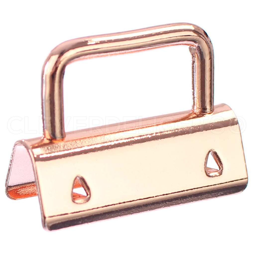 1.25" Key Fob Hardware Sets With Key Rings - Rose Gold Color