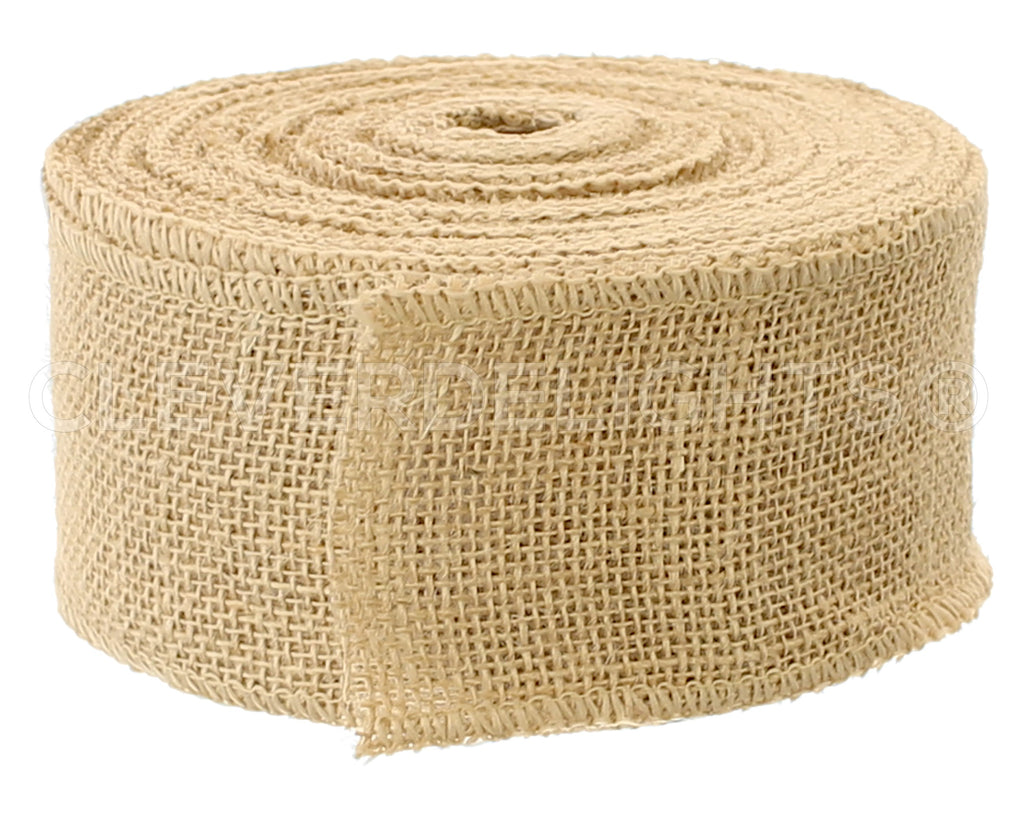 2.5 Natural Burlap Ribbon - Wired Edges - 25 Yards