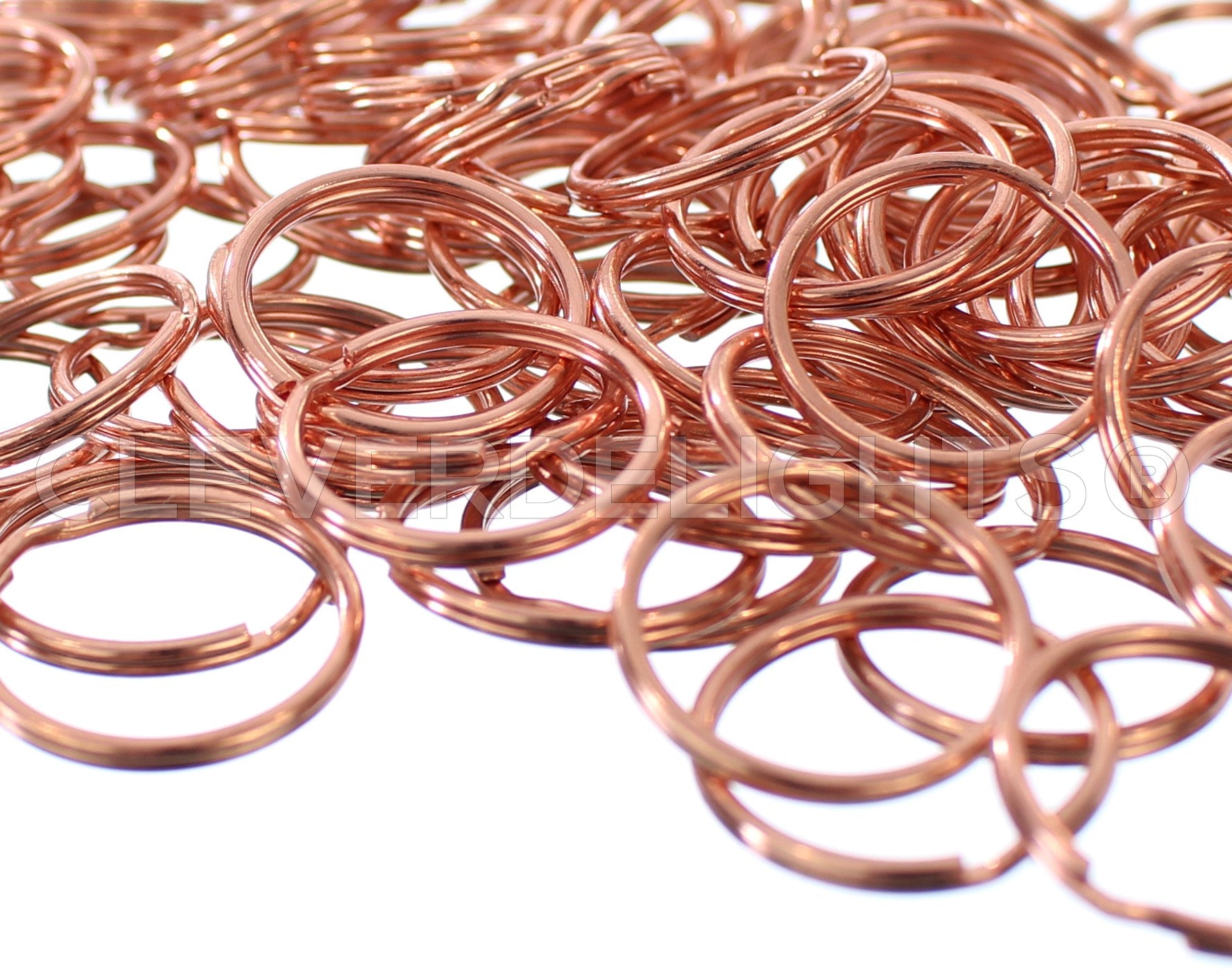 1" Key Fob Hardware Sets With Key Rings - Rose Gold Color