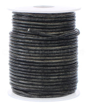 2mm Leather Round Cord - Distressed Black