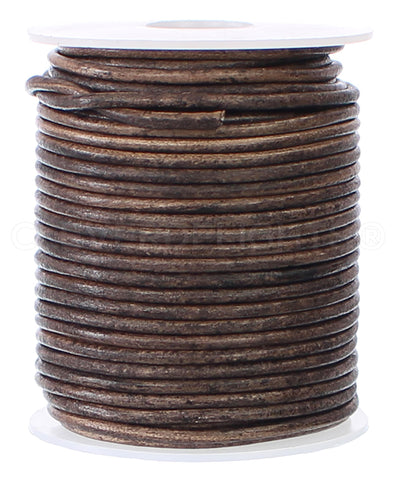2mm Leather Round Cord - Dark Brown