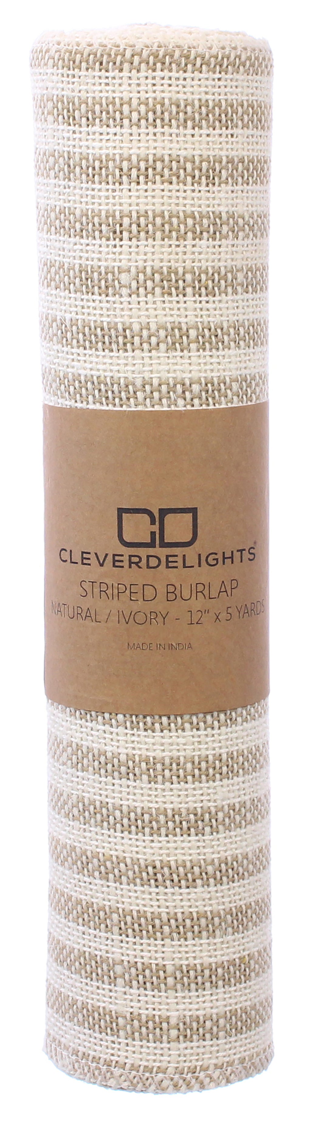12" Natural/Ivory Stripe Burlap Roll - 5 Yards