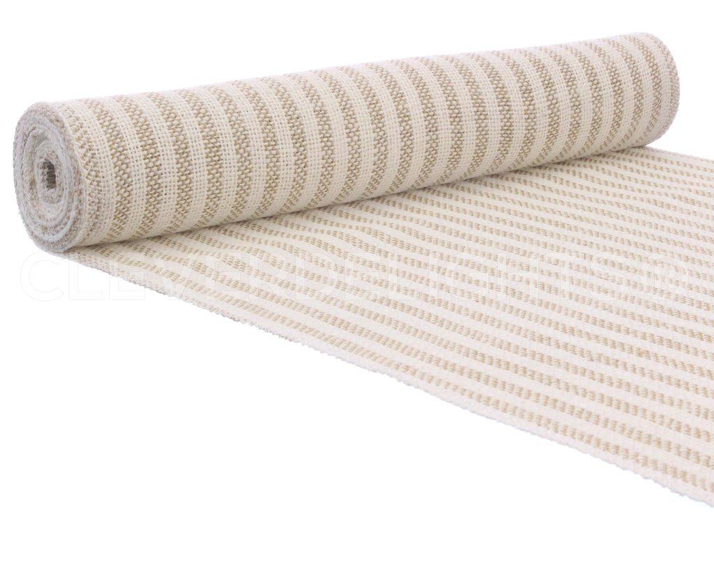 14" Natural/Ivory Stripe Burlap Roll - 5 Yards