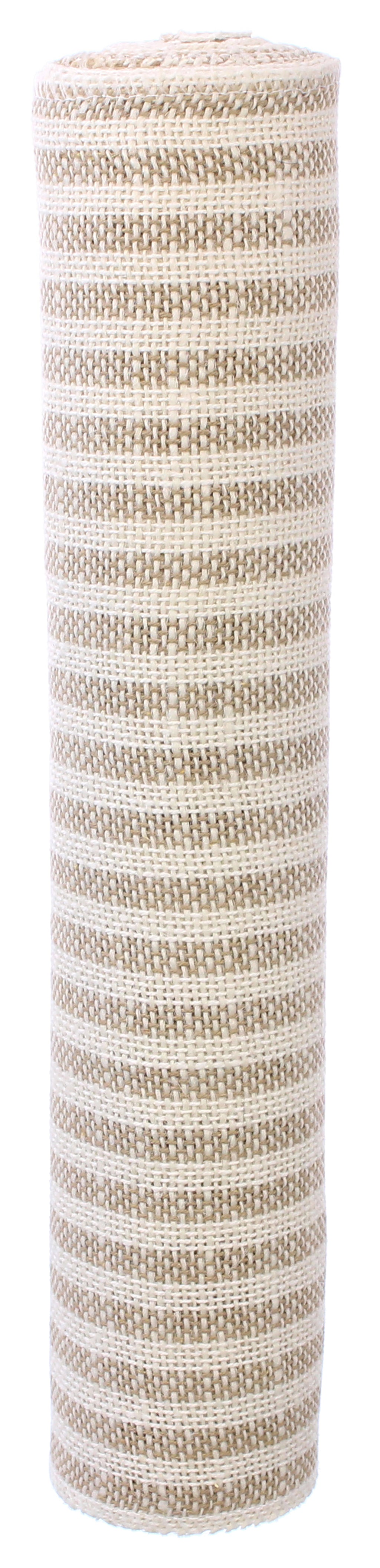 14" Natural/Ivory Stripe Burlap Roll - 5 Yards