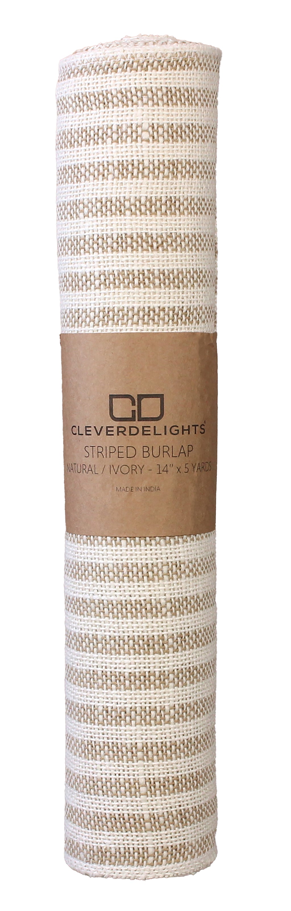 14" Natural/Ivory Stripe Burlap Roll - 5 Yards