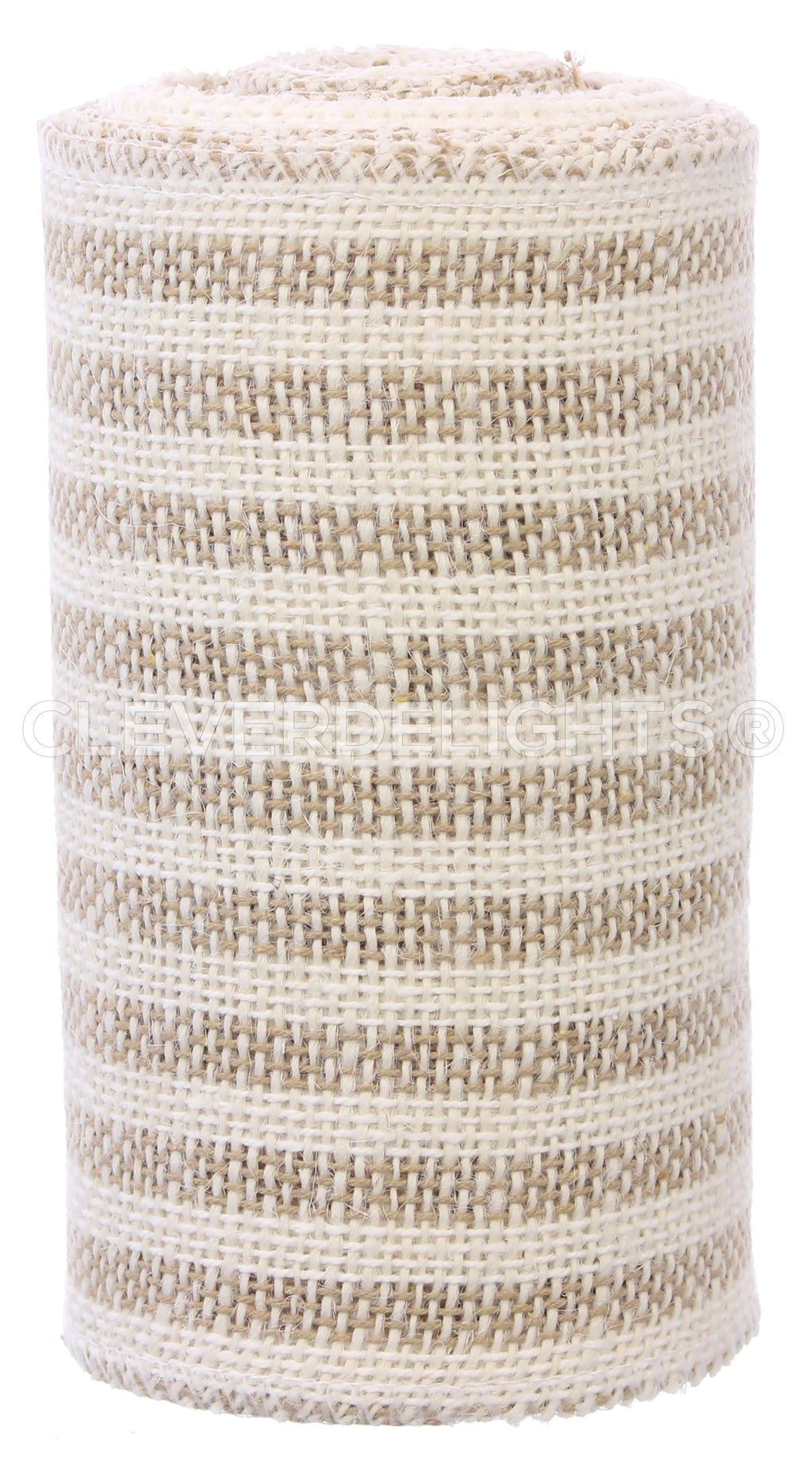 6" Natural/Ivory Stripe Burlap Roll - 10 Yards