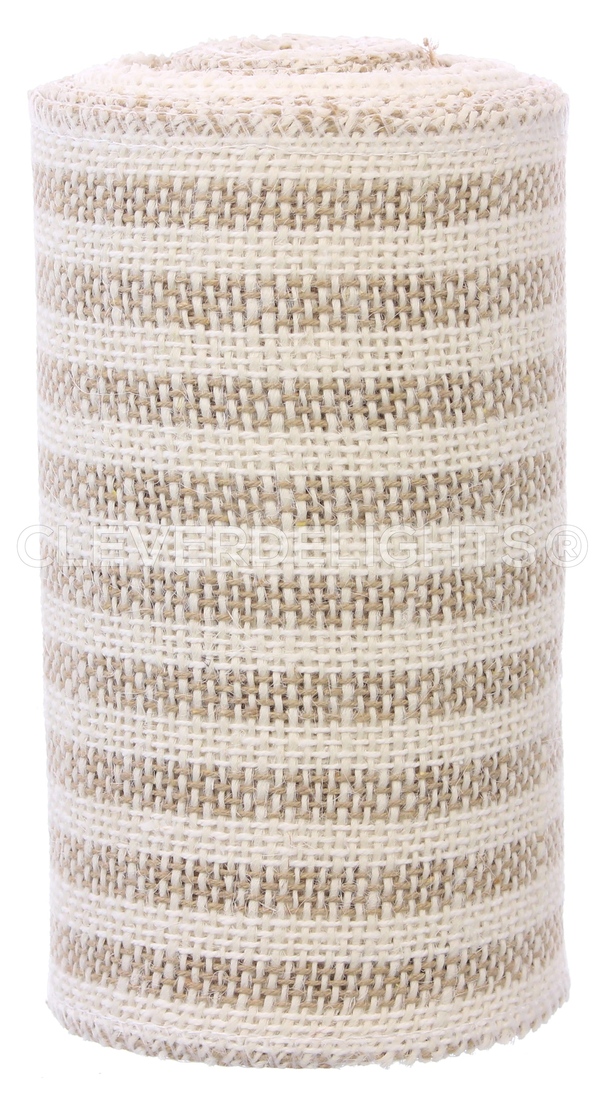 6" Natural/Ivory Stripe Burlap Roll - 10 Yards