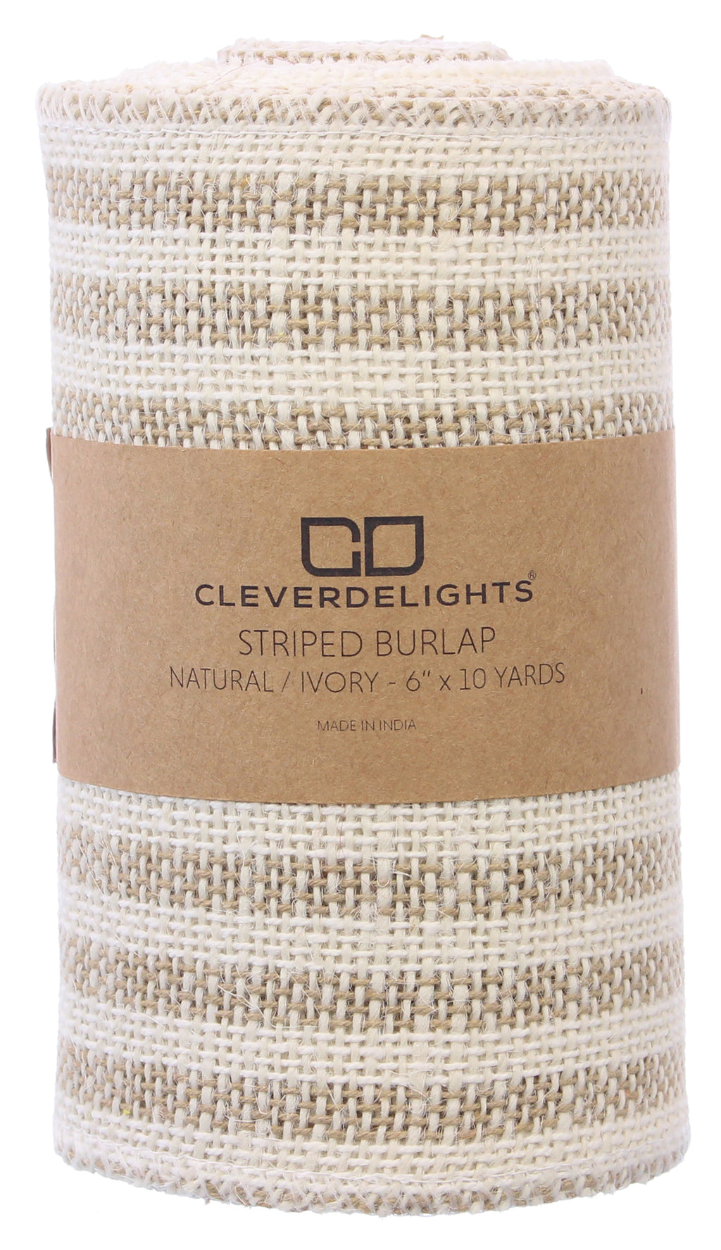 6" Natural/Ivory Stripe Burlap Roll - 10 Yards